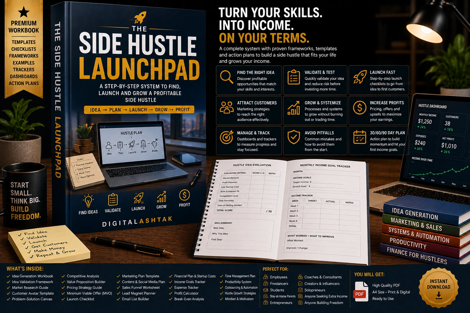 The Side Hustle Launchpad — Complete System to Find, Validate, Launch & Grow a Profitable Side Business